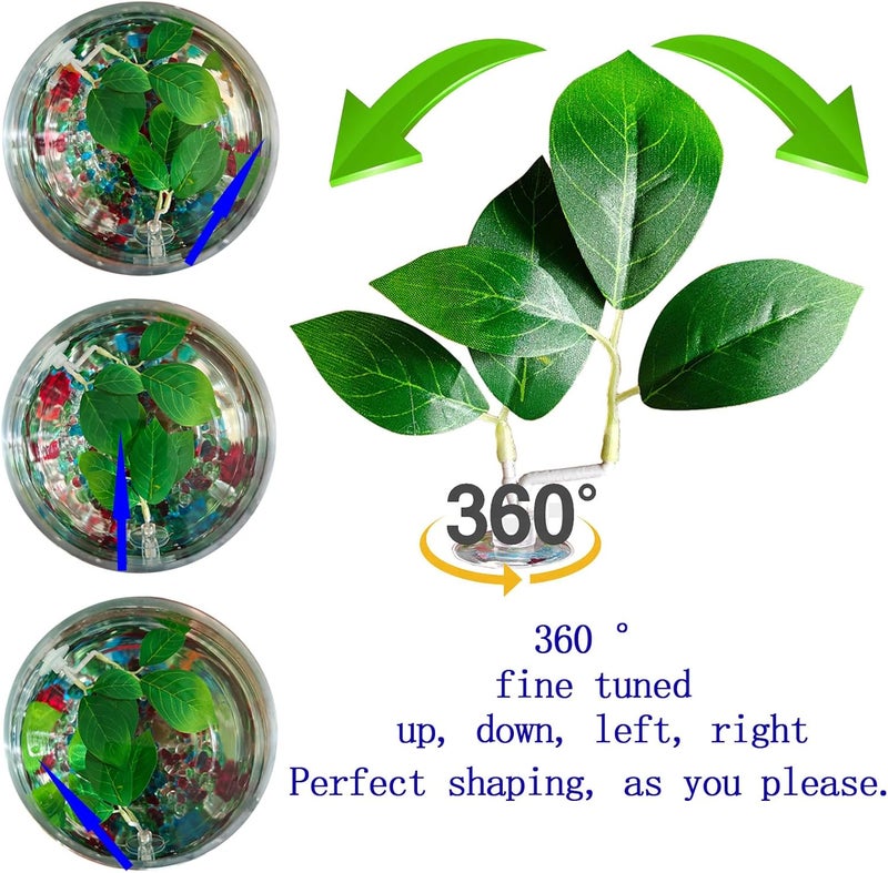 AncBace Fish Leaf Pad Fish Tank Accessories Aquarium Décor Simulating 2 pcs Adjustable Plastic Plants Betta Natural Habitat Playing Spawn Breed Rest Bed with Suction Cup Multi Leaf Design (2) - Image 3